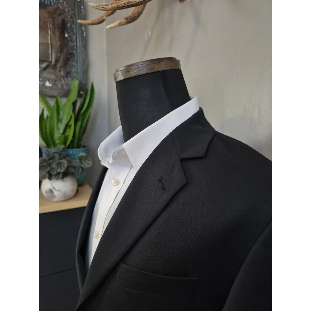 Pronto Uomo Mens Wool Sports Coat 40R Black 2 Button Blazer Italy Fabric